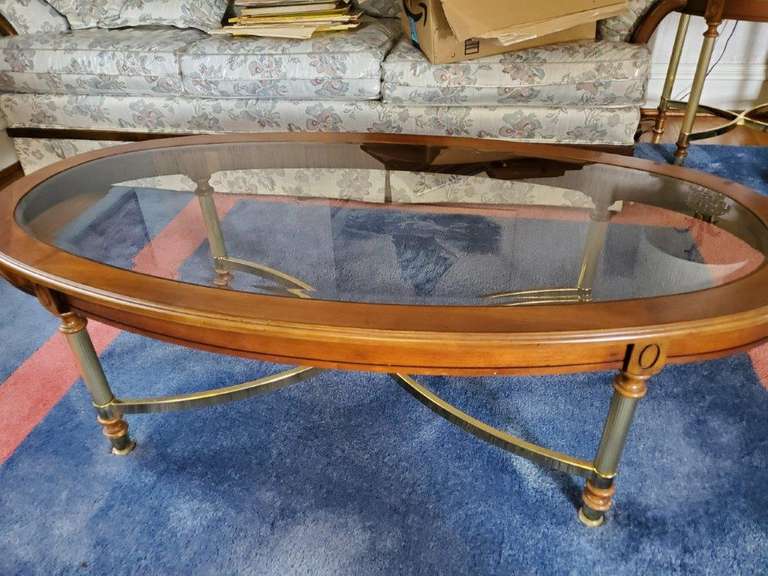 Coffee Table Oval Glass Insert Estate Sales RVA