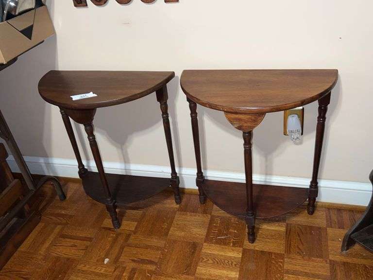 Wooden Small half moon side tables Auction Services LTD