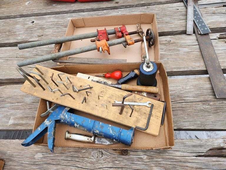 Clamps, Draw Knife, Caulking Gun Fragodt Auction and Real Estate LLC