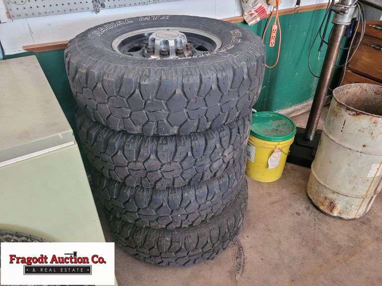 (4) 265/75R16 Wild Country Tires and Rims, off Chevrolet 2500 Pickup, 8