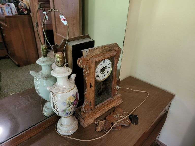 Antique Clock and Lamp Fragodt Auction and Real Estate LLC