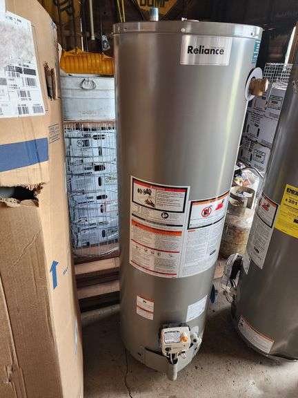 Reliance 30 Gallon Hot Water Heater, Natural Gas, 35,500 BTU, New Unit but  has some Cosmetic Damage, 18” Diameter x 61 4/3” Tall, SN: 0257 - Fragodt  Auction and Real Estate LLC
