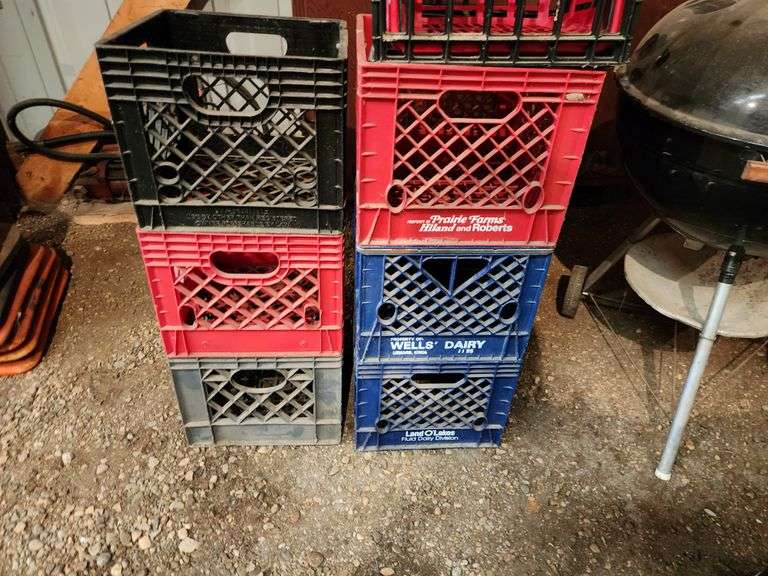 (7) Plastic Milk Crates Fragodt Auction and Real Estate LLC