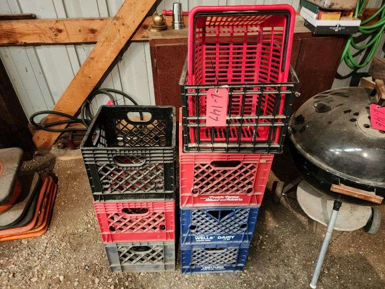 (7) Plastic Milk Crates Fragodt Auction and Real Estate LLC