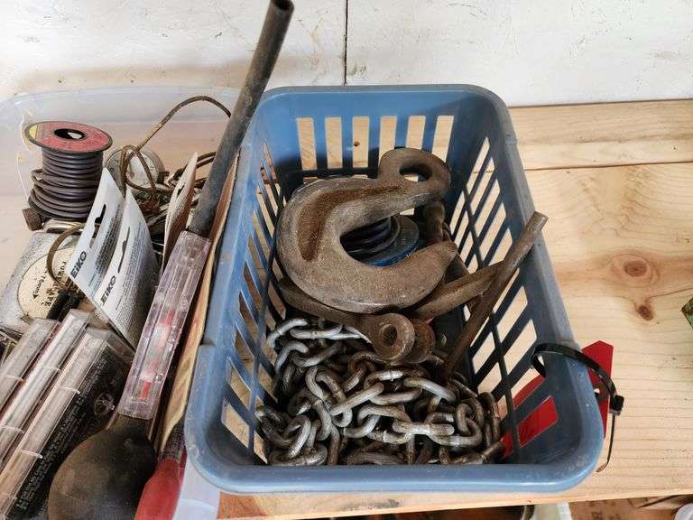 Log Chain Hooks and Grab Bag Box of Misc. Items Fragodt Auction and