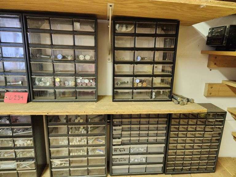 (12) Plastic Containers with Misc. Drawers and Assortment of Nuts