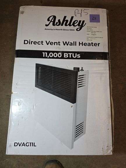 NEW ASHLEY DIRECT VENT WALL HEATER. PROPANE, 11,000BTU'S.