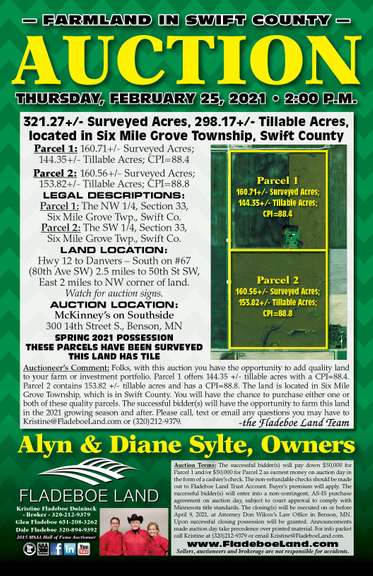 Swift County Farmland Auction - 2 Parcels
