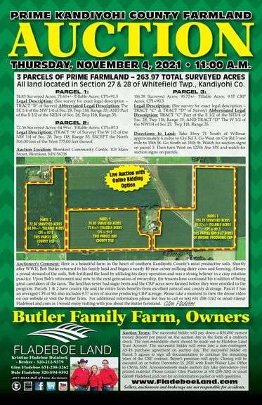Prime Kandiyohi County Farmland Auction - 3 Parcels of Prime Farmland