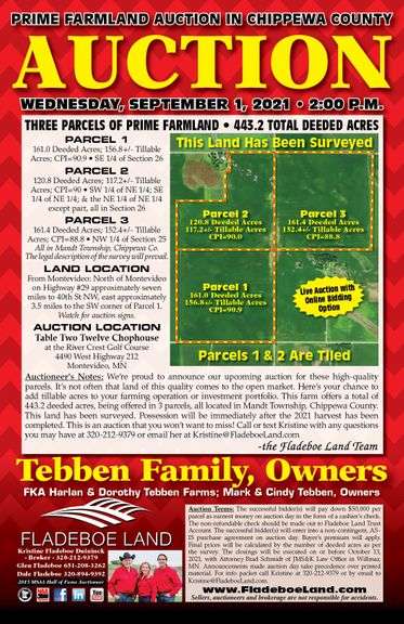 Prime Chippewa County Farmland Auction - 3 Parcels of Prime Farmland