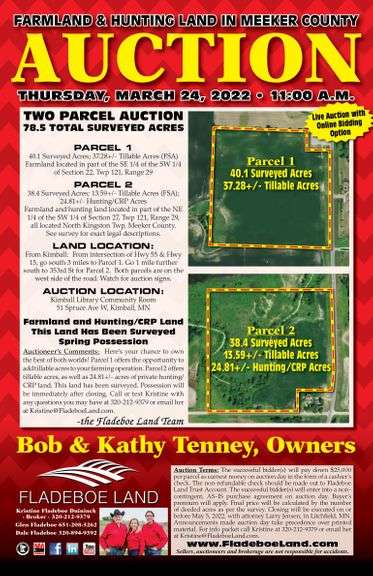 Meeker County Farmland & Hunting/CRP Land Auction - 2 Parcels