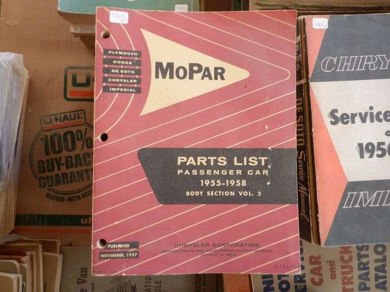 1950's Mopar Parts Lists & Service Manuals Spankys Freedom Car Auctions