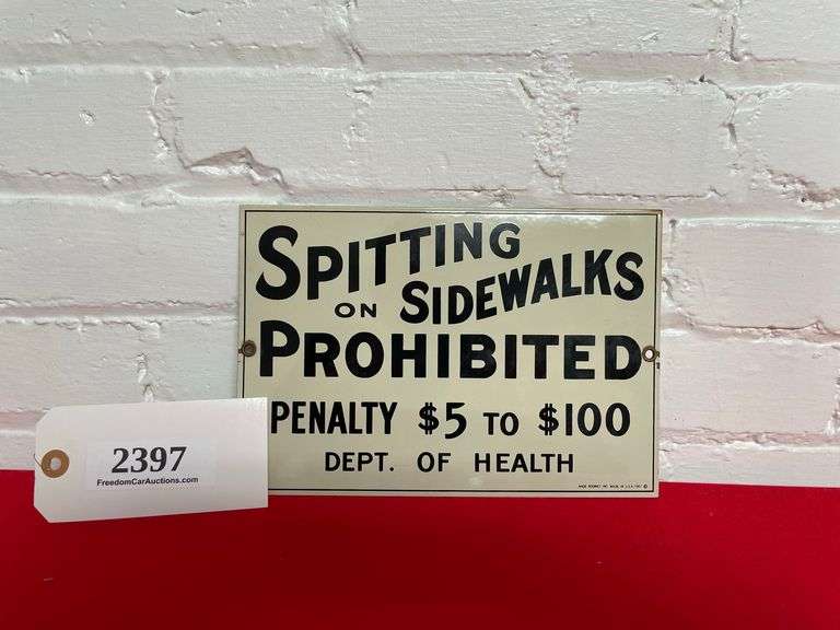 Ande Rooney "Spitting on Sidewalk" Sign - Spankys Freedom Car Auctions