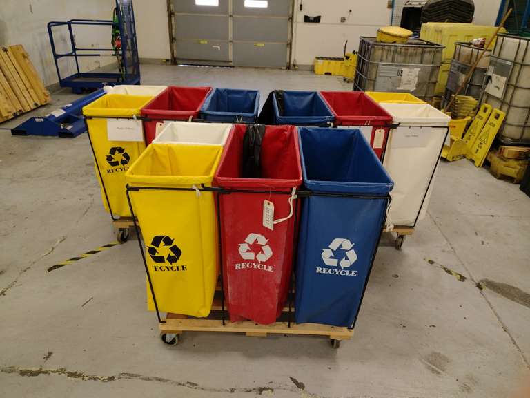 (3) Trash/Recycle Bin Combos on Wheels Gavel Roads Online Auctions