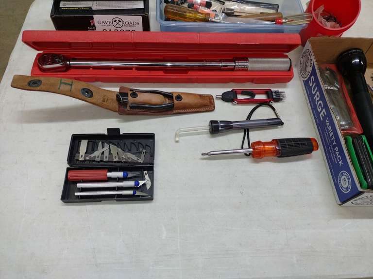 Snap On Torque Wrench (1/2"), (2) Boxes of RatchetStraps, & Misc