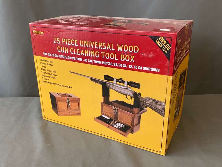 Outer's 25 Piece Universal Wood Gun Cleaning Box Gavel Roads Online Auctions