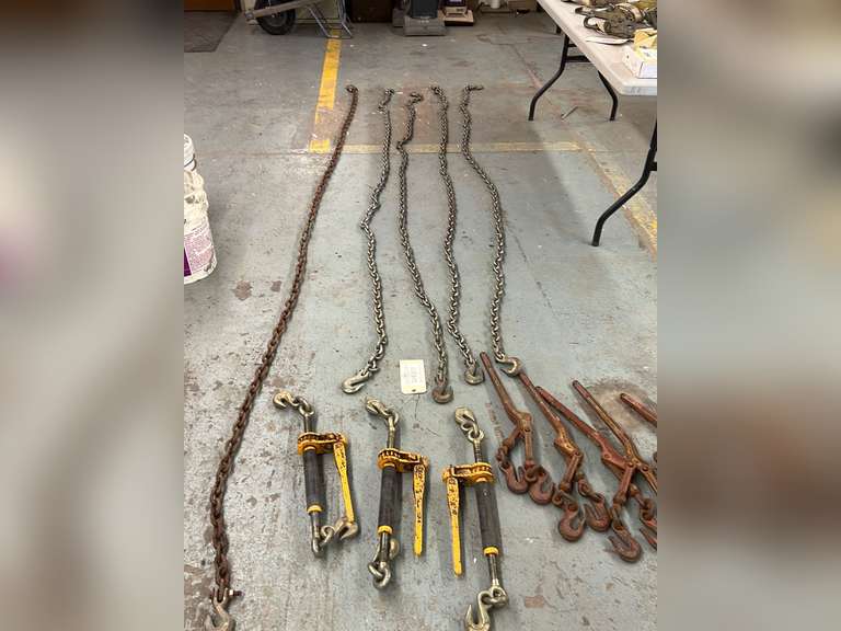 (5) Chains (3) QuickBinder Ratchet Load Binder (5) Chain Load Binder