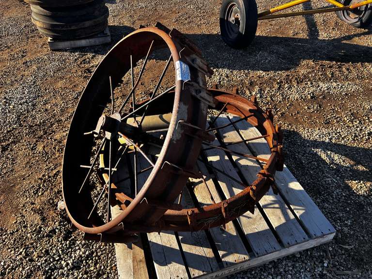 (2) Rustic Antique Tractor Wheels Gavel Roads Online Auctions