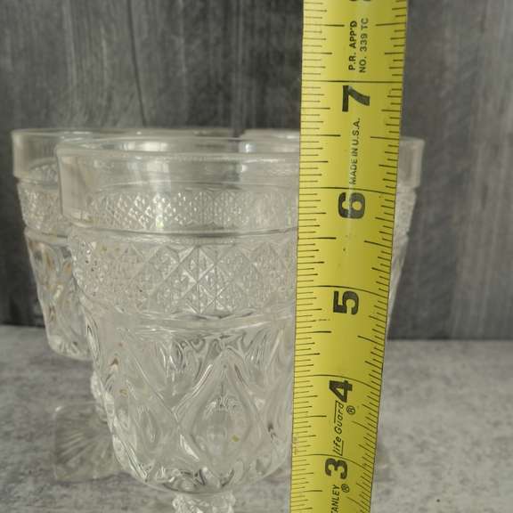 Lot of 5 Vintage Pressed Glass Drinking Glasses GC5 Auctions