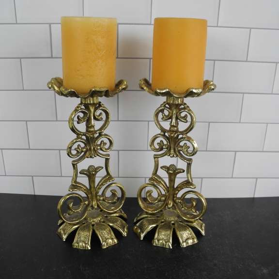 Pair of Beautiful Ornate Candle Holders GC5 Auctions