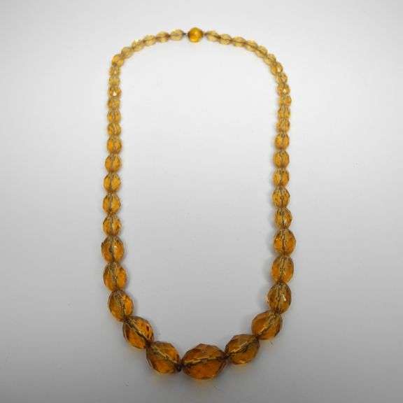20" Vintage Glass Bead Necklace w/ 12kt Clasp GC5 Auctions
