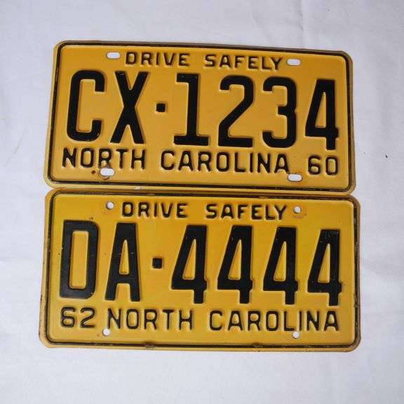 1961 and 1962 North Carolina License Plates GC5 Auctions