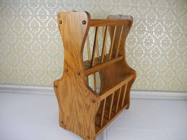 Vintage Oak Magazine Rack - GC5 Auctions