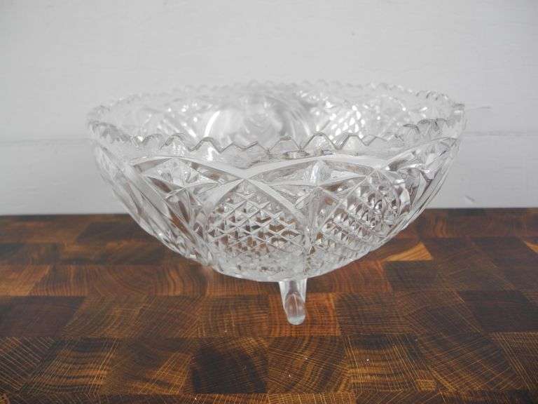Vintage Cut Glass Footed Bowl GC5 Auctions