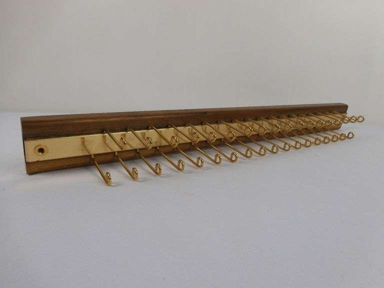 Vintage Wooden & Brass Tie Rack GC5 Auctions