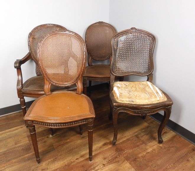 Lot of 4 Carved Wood Project Chairs GC5 Auctions
