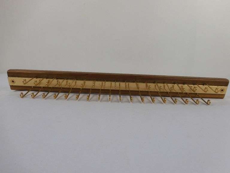 Vintage Wooden & Brass Tie Rack GC5 Auctions