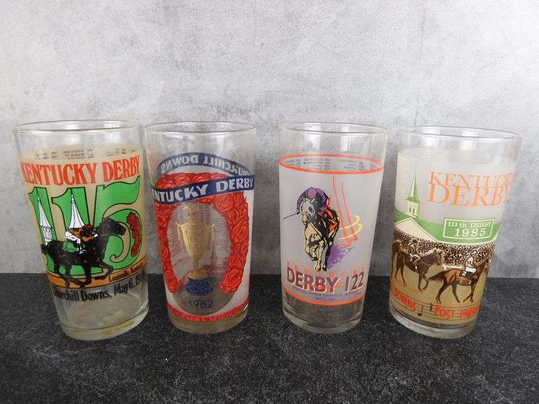 Lot of 4 Vintage Kentucky Derby Collectible Glasses GC5 Auctions
