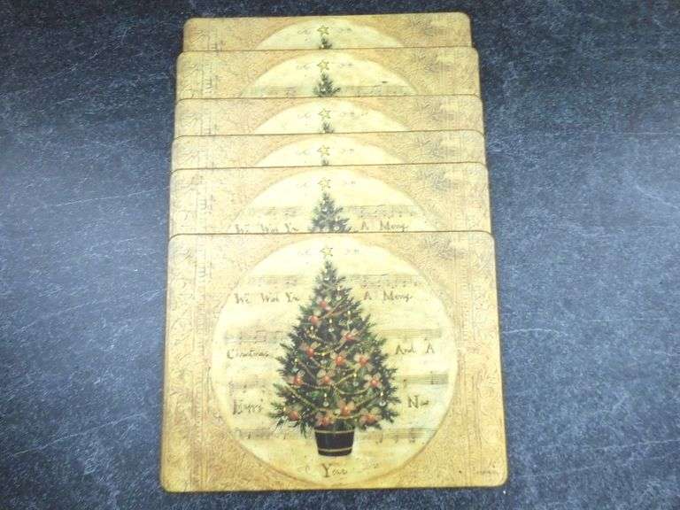 Lot of 6 Pimpernel Cork Backed Christmas Placemats GC5 Auctions