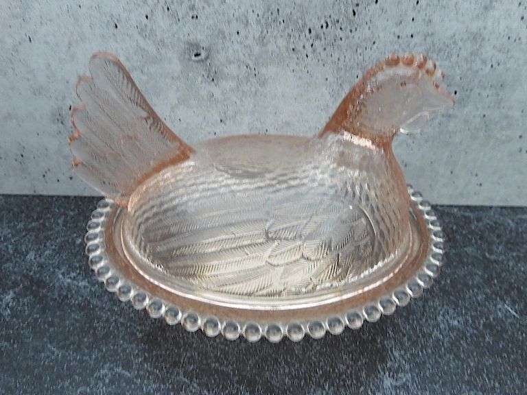 Vintage Pink Depression Glass Hen on a Nest GC5 Auctions