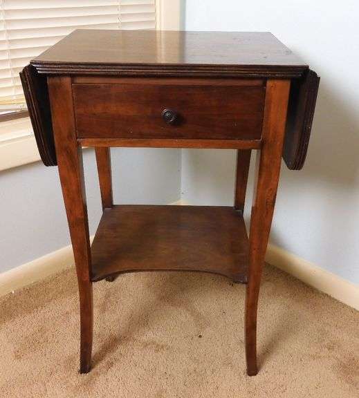 Vintage Drop Leaf Side Table with Drawer GC5 Auctions