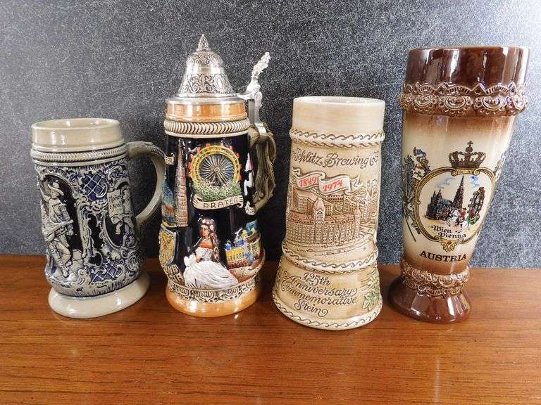 Lot of 4 Collectible Beer Steins GC5 Auctions