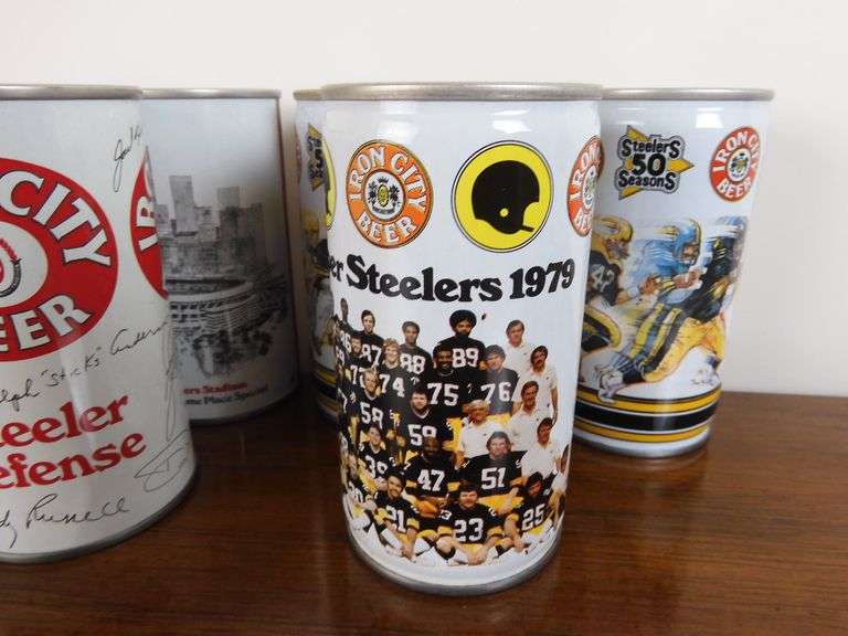 Lot of 6 Collectible Iron City Beer Pittsburgh Steelers Empty Beer Cans
