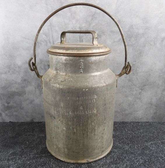 Vintage Metal Milk Bucket with Handle GC5 Auctions