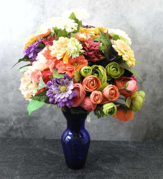 Big Bouquet of Faux Flowers in Vase GC5 Auctions