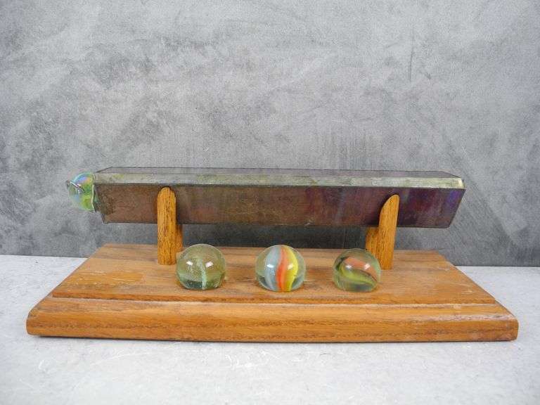 Beautiful Stained Glass Kaleidoscope on Stand with Marbles GC5 Auctions