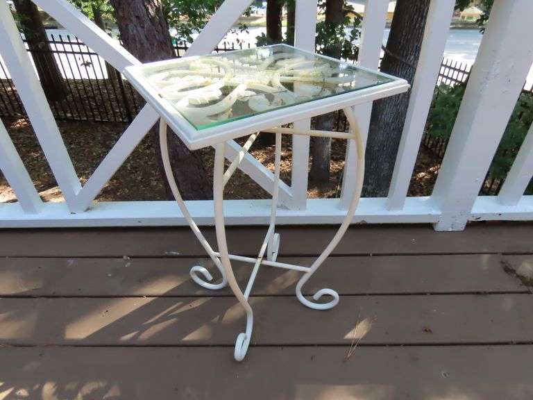 Glass Top Metal Outdoor Side Table GC5 Auctions