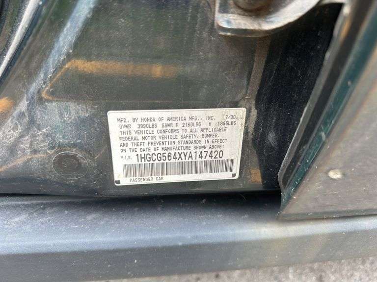 2000 HONDA Accord LX 1HGCG564XYA147420 MIW-2428-1354-MI