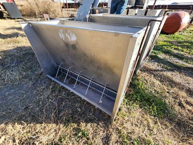 Set of 2 Stainless Steel Hog Feeders Great Plains Auction