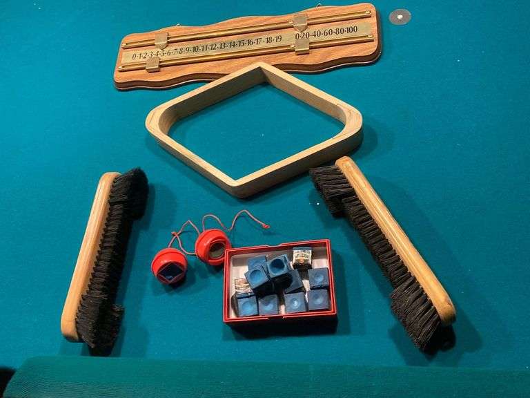 Billiards, chalk, score keeper, plus Gregg Auctions