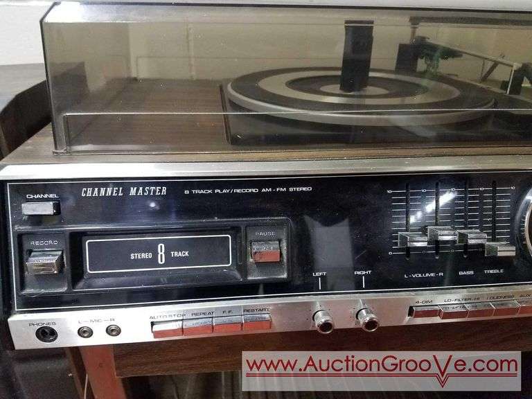 Channel Master stereo system model 6683 with stand, speakers. and 8