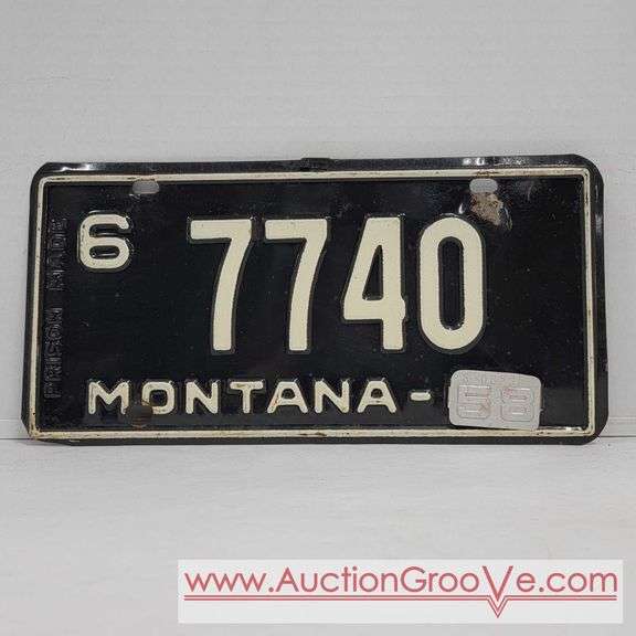 1958 Montana Prison Made License Plate. J 6087922437