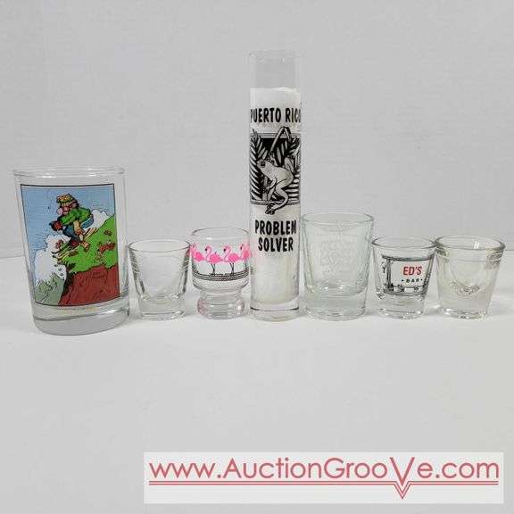 Shot glasses and First Flake Arby's collectors series. 1982. KC