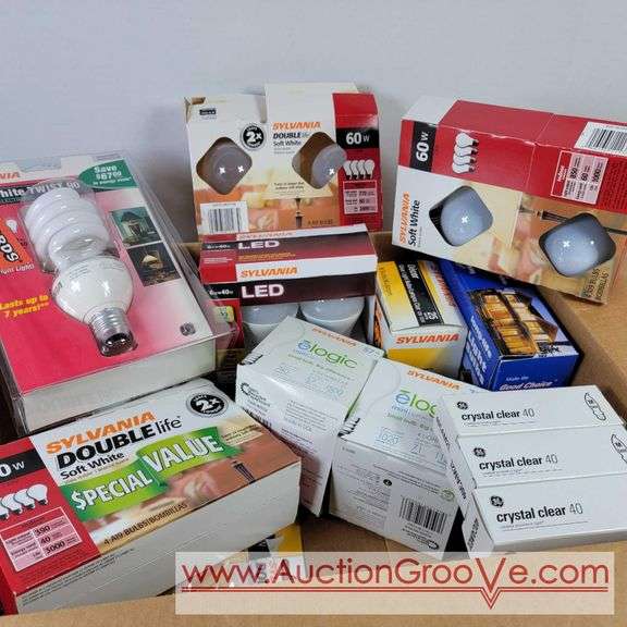 There shall be light! A box of light bulbs. Sift white. Different sizes