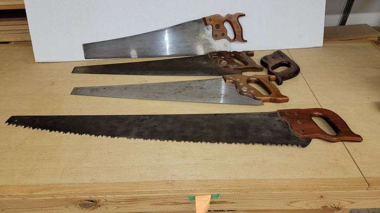2 Hand Saws And A 41 In Antique One Man Crosscut Saw Plus A Hand Saw