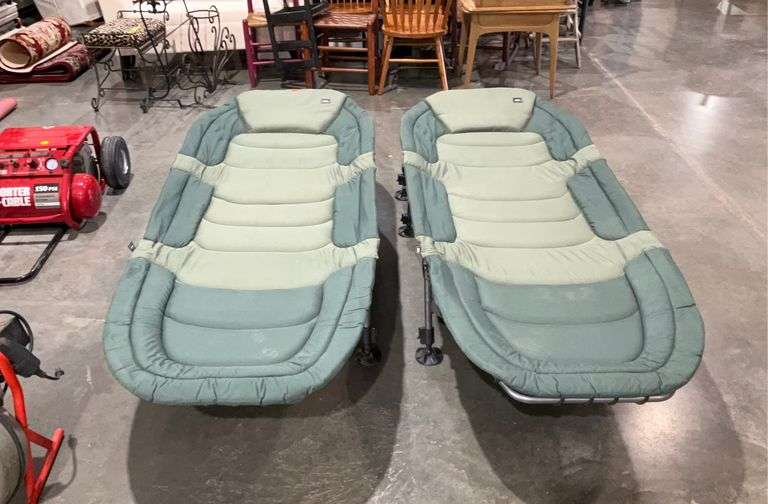 Two really nice REI folding cot camp beds, 80x32, features adjustable